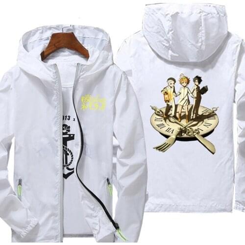 The Promised Neverland unisex Reflective clothing jacket men autumn hooded zipper jacketlarge size Sun protection jacket