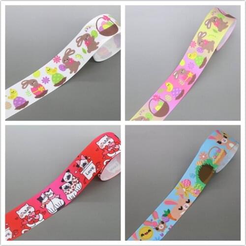 DHK 1.5'' 5yards love easter dog Printed Grosgrain Ribbon Accessory Hairbow Headwear Decoration DIY OEM 38mm E1794