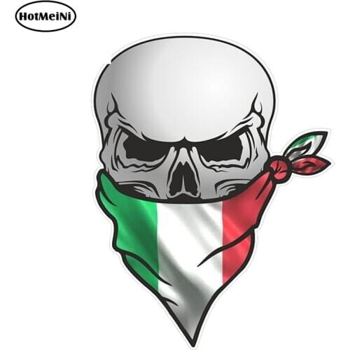 HotMeiNi Gothic Biker Pirate Skull with Face Bandana Italy Italian Il Tricolore Flag Motif External Vinyl Car Stickers