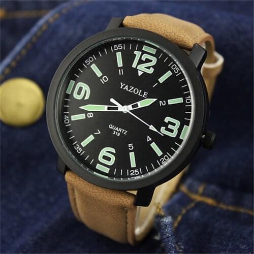 YAZOLE Mens Watch Fashion Casual Sport Watches Waterproof Mens Quartz Wristwatch Luminous reloj hombre Large Dial Student Clock