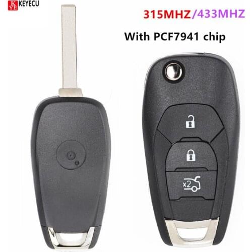 Keyecu Replacement Folding Flip Remote Key Fob 315MHZ/433MHz PCF7941 for Chevrolet Cruze Aveo 2014 2015 2016 2017