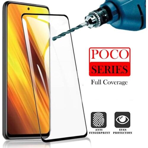 9H protective glass shell safety Accessories for xiaomi poco X3 NFC M2 F2 Pro Tempered Glas Full Cover X2 x3nfc m2pro f2pro case