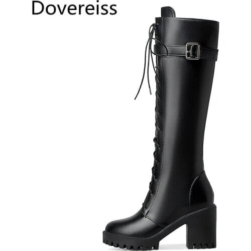 Winter for woman New Fashion Sexy Consice Shoes White Chunky heels Cross tied Clear Heels Boots Knee high boots 34-43