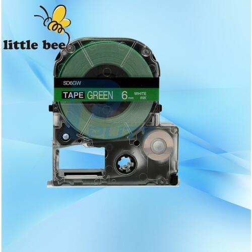 1Pc Top quality Epson 6mm label tape LC-2GWP white on green compatible labelworks/tepra printer
