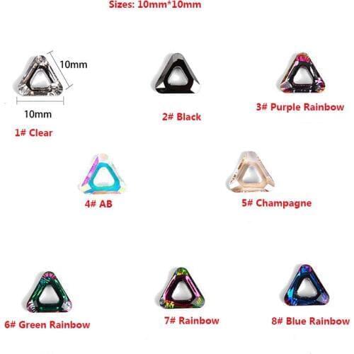 100pcs 3D Triangle Nail Art Crystal Decorations Sets Glitter Shiny Nail Stone DIY Manicure Crystal Nail Rhinestone Accessory