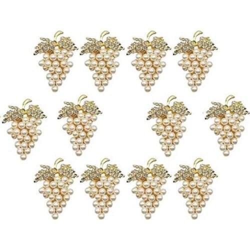 12 Pcs Pearl Napkin Rings Gold Grape Shape Napkin Buckle Holder Napkin Holders Wedding Party Table Decor Napkin Buckles