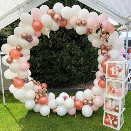 136pc White Pink Latex DIY Balloons Round Arch Garland Rose Gold Metallic Chrome Baloon Kit Wedding Birthday Decors Valentines