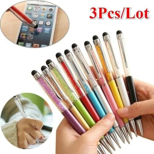 2 In 1 Crystal Rhinestone Ballpoint Pen Touch Pen Capacitance Pen for Smartphone/Tablet PC ( Random Color )