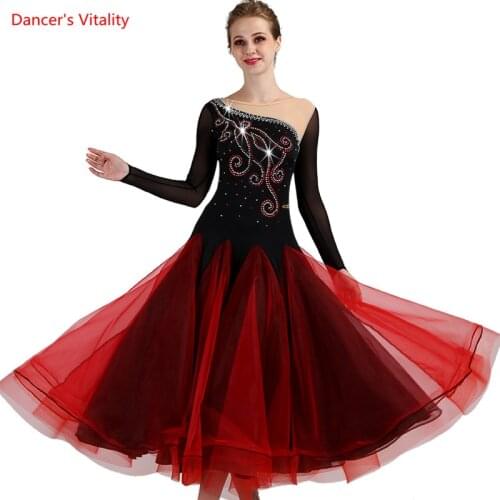 2021 New Waltz Dance Ladies' Costumes Ballroom Dance Competition Dresses Long Sleeves Ballroom Standard Dress