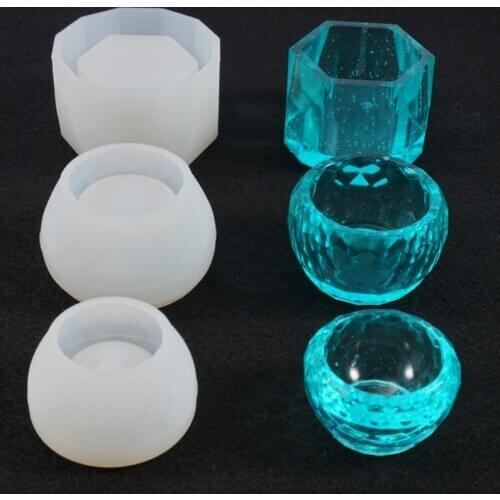 3 Pcs/Set Crystal Epoxy Resin Mold Round Bowl Hexagon Cup Dishes Silicone Mould