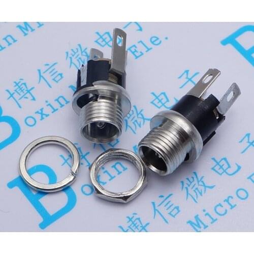45pcs DC025M DC power outlet DC socket DC-025M 5.5*2.1 5.5*2.5MM with washer nut