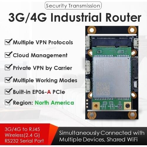 4G LTE Industrial WiFi Wireless Router LTE FDD W/SIM Card Slot LTE Cat 6 EP06-A Mini PCIe Modem VPN Data Pass-Through