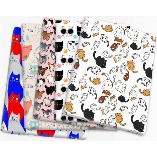 David accessories 50*145cm Cute Cat 100% Cotton Fabric DIY Bedding Sewing Cloth Home Decoration Quilting Tissue,1Yc15702