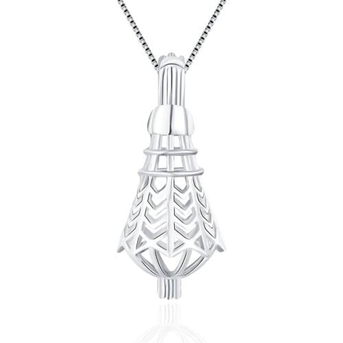 CLUCI Silver 925 Badminton Shaped Cage Pendant Pearl Locket for Women Jewelry 925 Sterling Silver Charms Pendant SC133SB