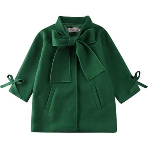 Kids Children Baby Girl autumn Winter Wool blends Coat Outerwear Bow Cloak Jacket CWarm For Girls Coat Jacket