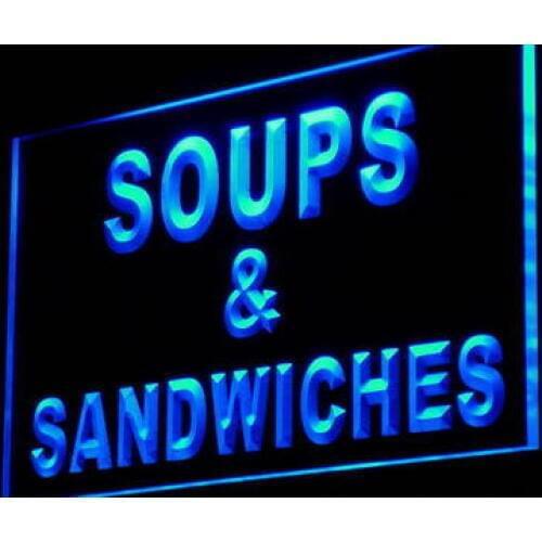 I856 Soups & Sandwiches Cafe Shop NEW Decor Neon Light Light Signs On/Off Swtich 20+ Colors 5 Sizes