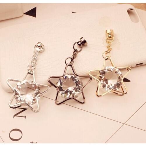 Star shape gemstone artificial Rhinestone pendant hanger for cellphone case diy jewelry phone shell back cover craft accessories
