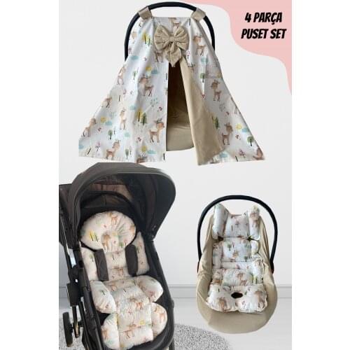 Jaju Baby Handmade, Gazelle Patterned 4-Piece Stroller Set (With Handle)