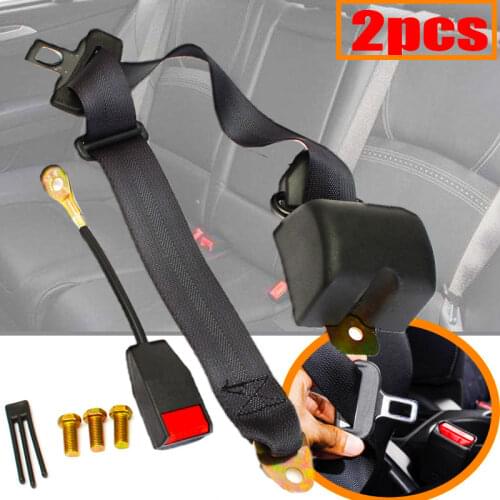 2PC 3 Point Retractable AUTO Car Truck Bus Universal Black Van Auto-locking Seat Lap Adjustable Belt Auto Car Safety Accessories