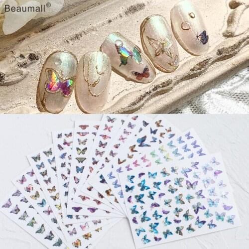 Colorful Butterfly Nails Art Manicure Back Glue Decal Decorations Nail Sticker For Nails Tips Beauty