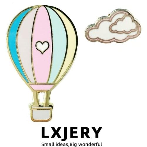 LXJERY Hot Air Balloon Pin Custom Funny Brooches Lapel Bag Cute Badge Cartoon Jewelry Gift for Friends