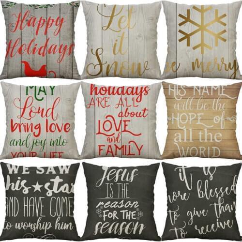 Manifesto Christmas Cushion Cover 18" Home Decor Happy Holiday Letter Pillow case Printing