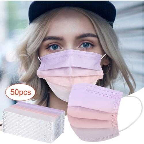 50pc Adults Mask Mondmasker Disposable Gradient Fabric 3layer Facemask Designer Halloween Cosplay Mask Mascarillas Mascaras Mask