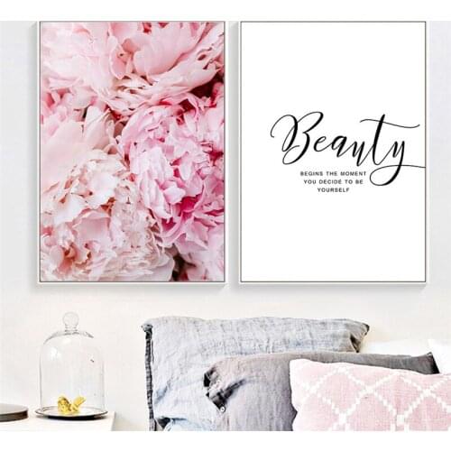 Nordic Minimalist Flower Wall Art Canvas Painting Print Bloom Peony Canvas Poster Wall Pictures For Living Room Home Decor YX190