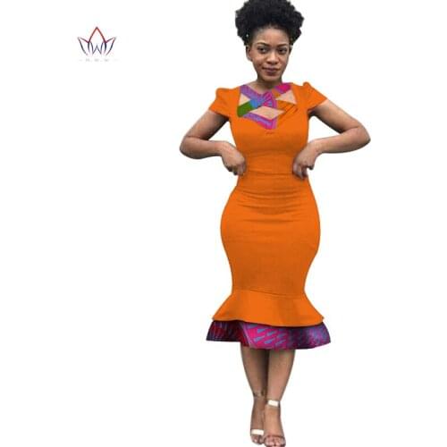 Fashion Dashiki African Women Patchwork Straight Dress Clothes Bazin Rihce Traditional African Wax Print Dress for Women WY3231