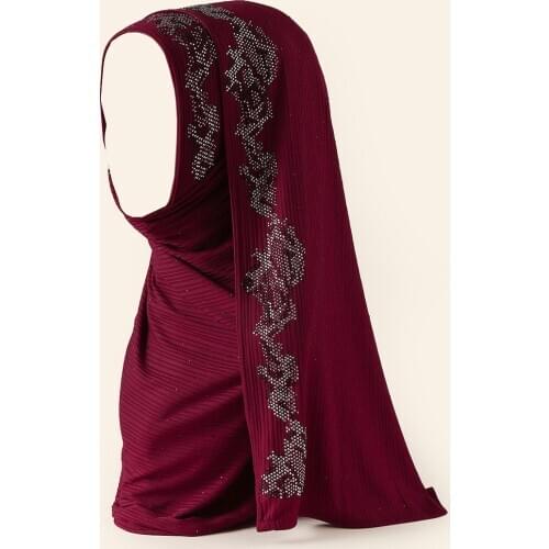 Muslim Womens Hijab Long Shawl Islam Head Wrap With Diamond Luxury Snakeskin Pattern Knitted Silky Jersey Stretchy Turban Tie