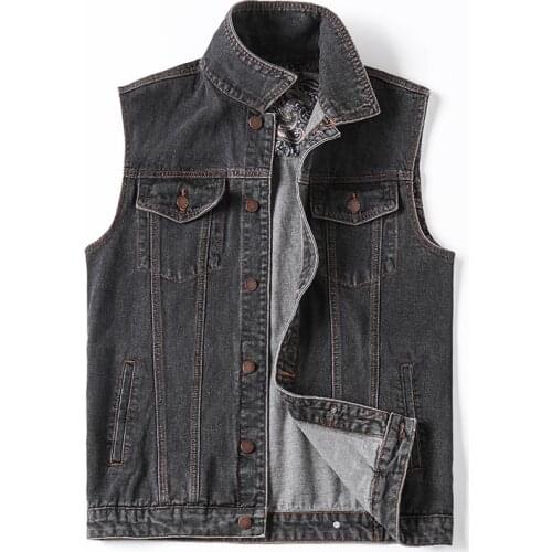Male Casual Big Size Jeans Jacket Mens Denim Vest Jacket Large Size 6Xl Plus Size 7Xl Clothing Summer Fashion Waistcoat