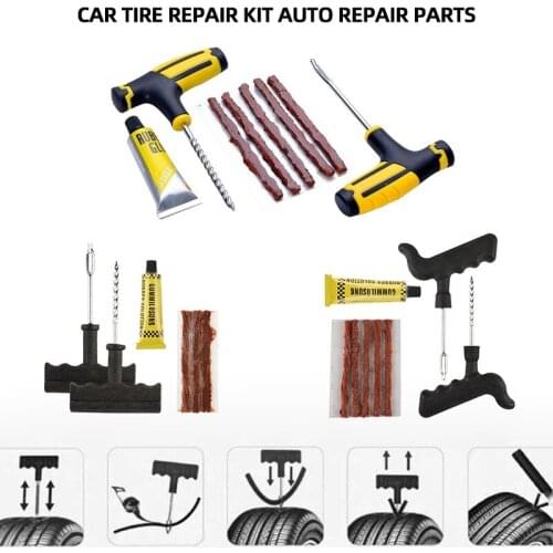 Car Tire Repair Kit Tool Tire Repair Kit Studding Tool Set Auto Bike Tubeless Tyre Puncture Plug Garage Car Accessories 1set