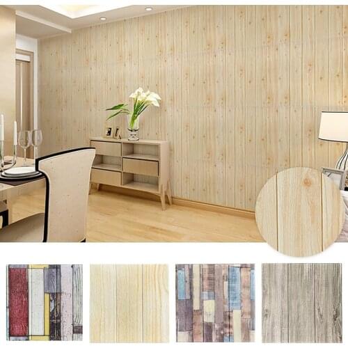 3D Stereo Wall Stickers Waterproof Moisture Proof Mildew Foam Wallpaper Self-adhesive Decorative Ceiling Wood Grain Stickers