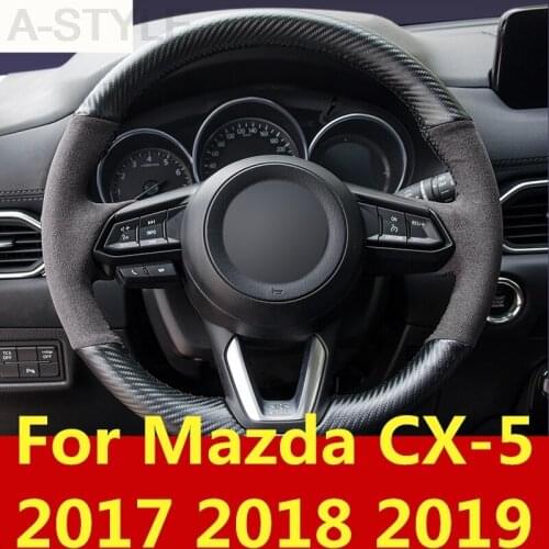 For Mazda CX-5 CX5 CX 5 2017- 19 DIY Steering Wheel Covers soft Leather braid on the steering-wheel of Car Interior accessories