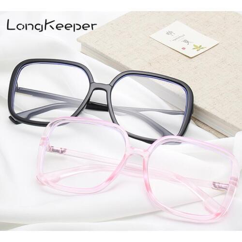 LongKeeper Square Oversized Glasses Frame Women Anti-blue Light Classic Eyeglasses Frame Men Optical Computer Glasses Frames