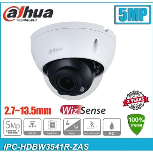 Original Dahua IPC-HDBW3541R-ZAS 5MP H.265 POE IP67 IK10 Vari-focal Dome WizSense CCTV Network IP Camera HDBW3541R-ZAS