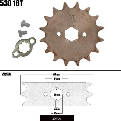 Front Engine Sprocket 530 16T 20mm For 530 Chain With Locker Motorcycle Dirt Bike PitBike ATV Quad Parts