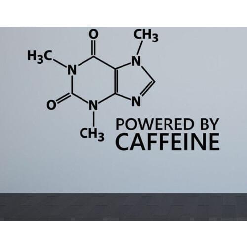 Powered By Caffeine Wall Decal Coffee Business Shop Caffeine Molecule Sign Office Interior Decor Vinyl Window Sticker Art Q641