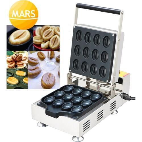 MARS Commercial Non Stick Coffee Bean Shaped Waffle Maker Iron Machine Baker, Waffle Making Machine For Sale