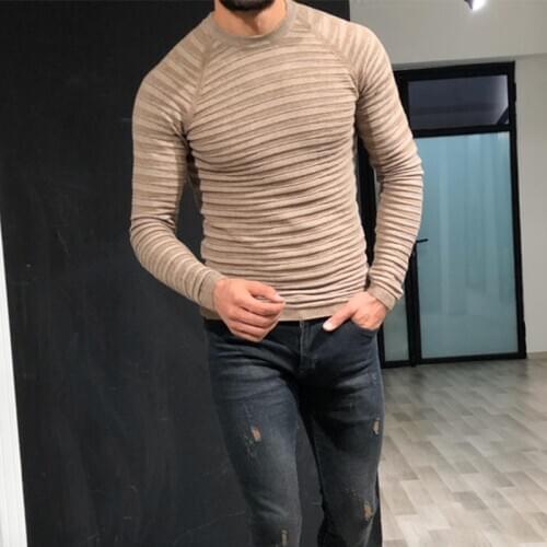 Pullover Men O-neck Solid Color Long Sleeve Warm Slim Sweaters Mens Sweater Pull Male Clothing