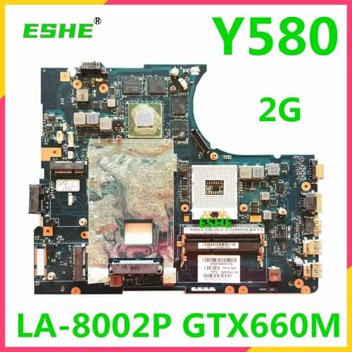 QIWY4 LA-8002P For Lenovo Y580 Y580N notebook motherboard PGA989 GTX660M 2GB graphics card 100% Fully Tested&High quality