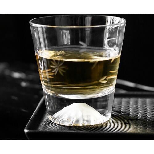 Mount Fuji glass transparent Japanese crystal sakura engraved glass Wine Beer water tea Whiskey juice cup Drinkware