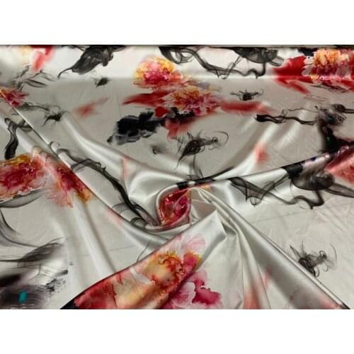 Stretch Satin Cheongsam Dress Scarf Shirt Fabric European and American Fashion Silk Printing Suede Fabric Type Material Pattern