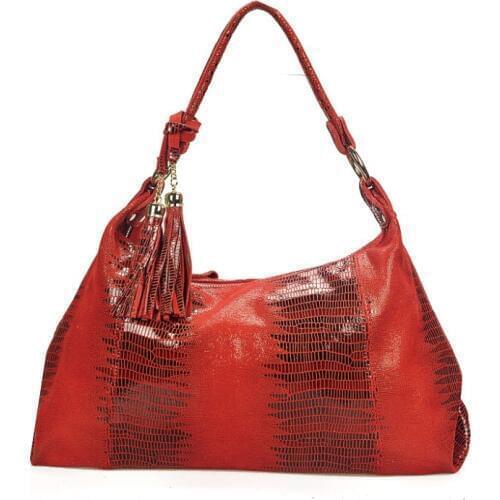 Fashion Women Genuine Leather Handbag Female Serpentine Prints Leather Shoulder Bag Womens Travel Tote Bag