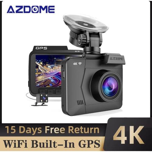 AZDOME GS63D Dash Cam Dual Lens Ultra HD Real 4K Car DVR Camera WIFI GPS Rear View Night Vision WDR Video Recorder 24H Parking