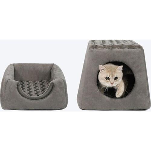 All Season Foldable Pet Nest Warm Sleeping Nest for Cat Bed Small Dog Kennel Square Pet Cat House Cute Pet Supplies