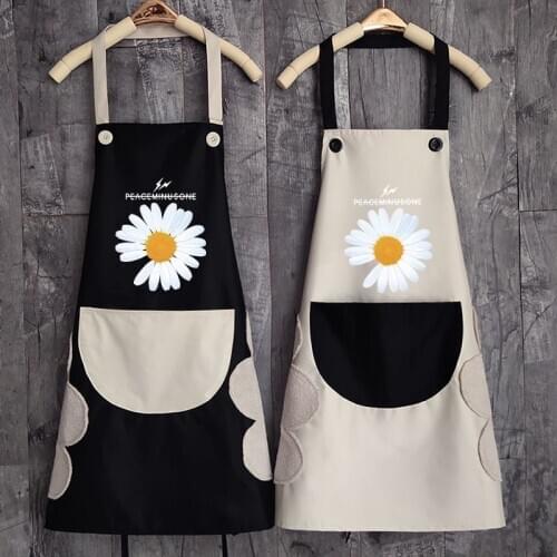 Adult household apron Kitchen apron is water and oil proof and can wipe hands Small daisy pattern apron Kitchen accessories