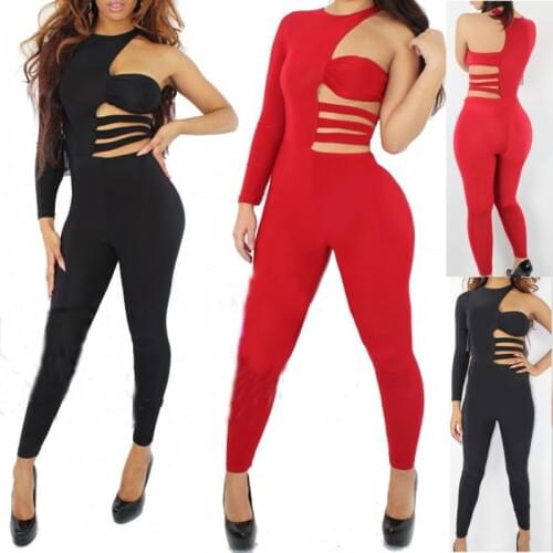 Women fashion Slim Sexy Casual Bandage Party Bodycon Celebrities Clubwear Cocktail jumpsuit bodysuit 4114 ONE size UK 8-12