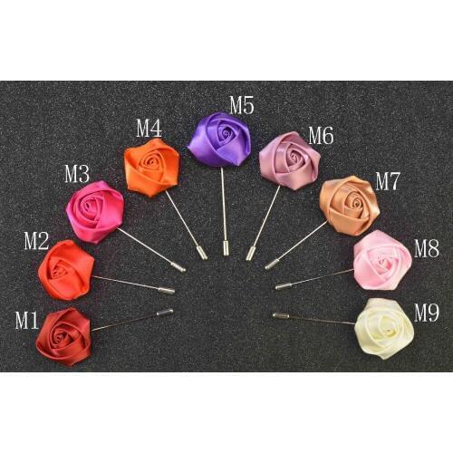 1Pcs New Style Best Man Groom Boutonniere Silk Satin Rose Flower men buttonhole Wedding Party Prom Man Suit Corsage Pin Brooch