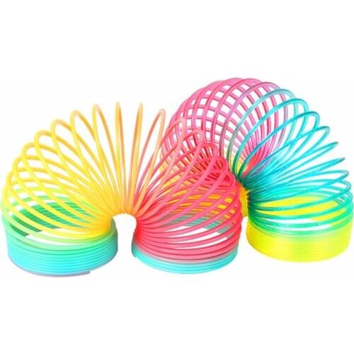 1pcs Rainbow Circle Funny Toys Early Development Educational Folding Plastic Spring Coil Childrens Creative Magical Toys